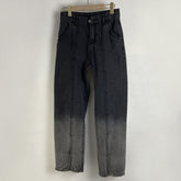 Jean droit fendu dégradé Pantalon taille haute rétro classique